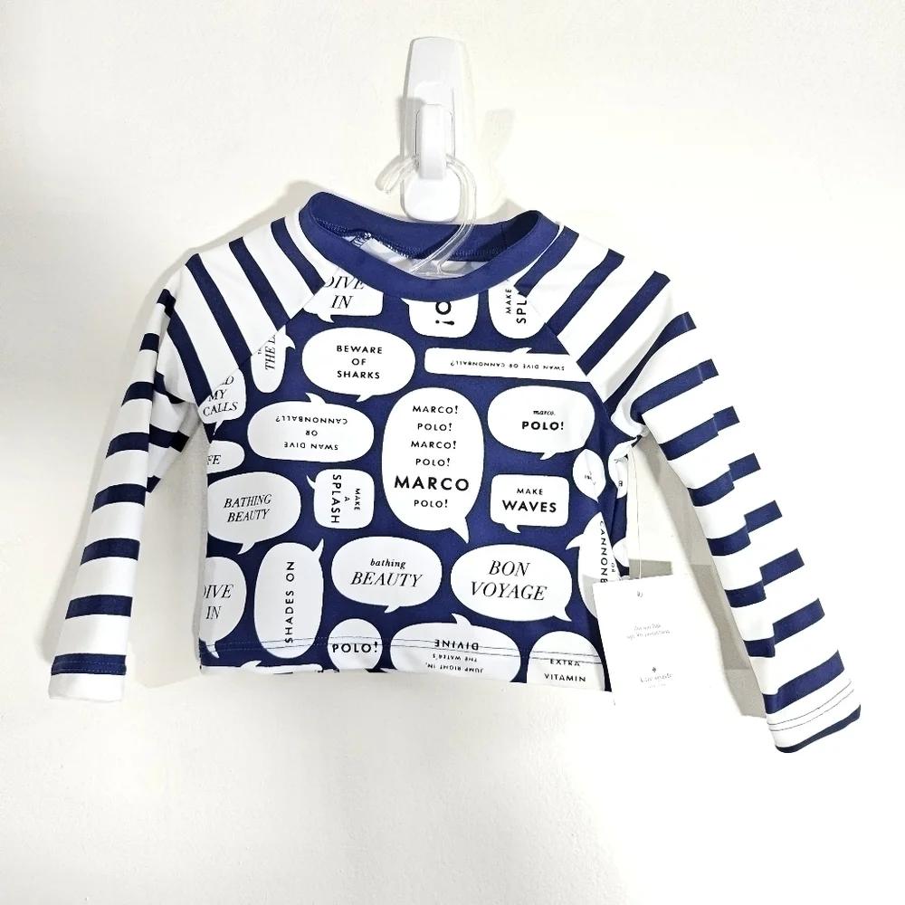 New Kate Spade New York Kids Speech Bubble-Print UPF 50+ Rash Guard NWT 12 Month